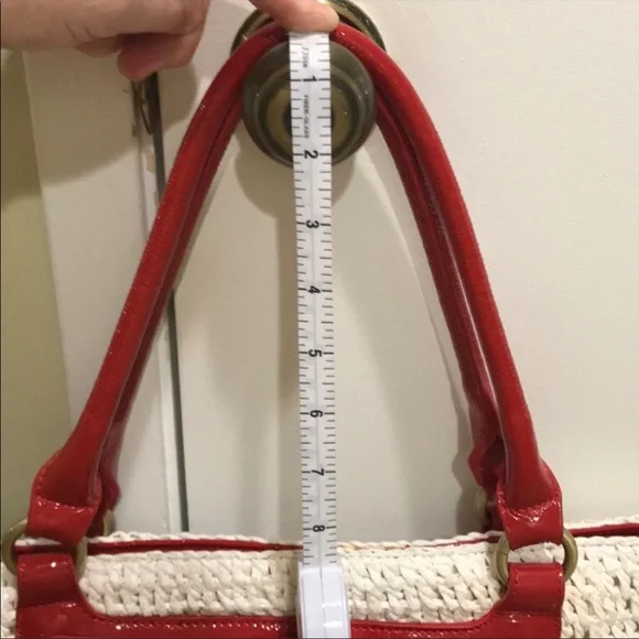 Adrienne Vittadini Nautical Black White Straw Summer Tote Bag - Picture 15 of 16